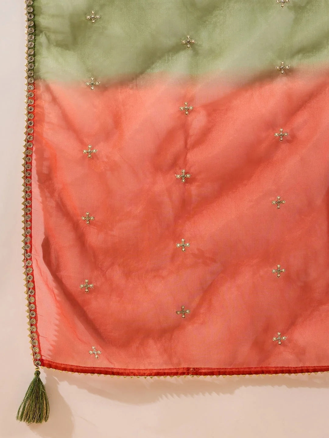 Women Green Silk Blend Embroidered A-Line Kurta Sets