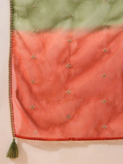 Women Green Silk Blend Embroidered A-Line Kurta Sets-PKSKD2927