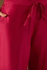 Pink Silk Blend Embroidered A-Line Kurta Trousers With Dupatta HOPPKSKD2934
