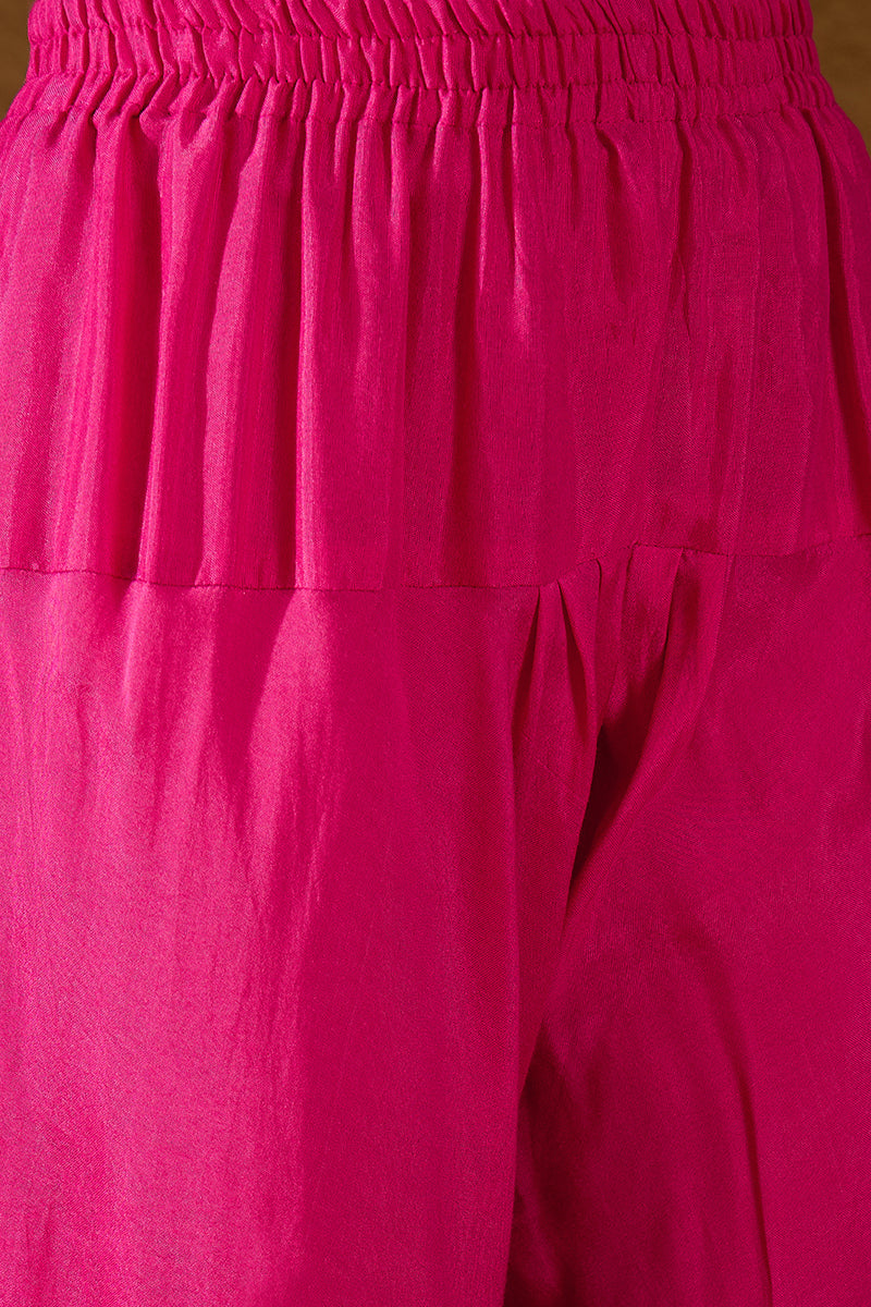 Pink Silk Blend Woven Design Anarkali Kurta Churidar with Dupatta HPKS