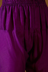Purple Silk Blend Solid Woven Design Anarkali Kurta Trousers With Dupatta PKSKD3021