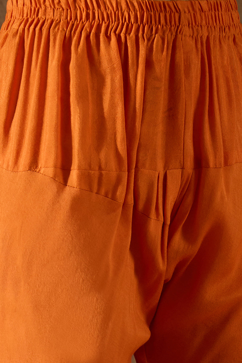 Orange Silk Blend Woven Design Anarkali Kurta Churidar with Dupatta HP