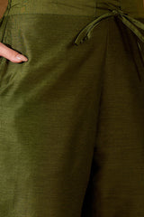 Green Woven Design Anarkali Kurta Trouser with Dupatta HPKSKD3025