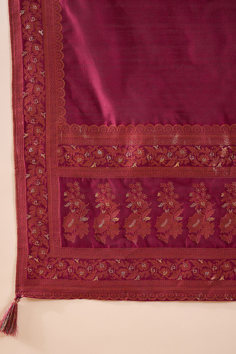 Pink Chanderi Woven Design Anarkali Kurta Palazzo With Dupatta HOPPKSK