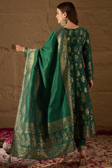 Sea Green Chanderi Floral Woven Design Kurta with Palazzo & Dupatta HPKSKD3034