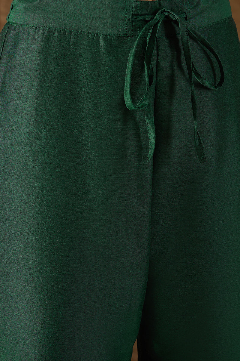 Sea Green Chanderi Floral Woven Design Kurta with Palazzo & Dupatta HP