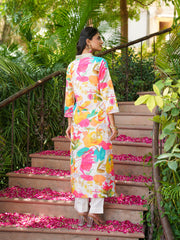 Women Off White Rayon Blend Floral Printed Straight Kurta Trousers With Dupatta-PKSKD3043
