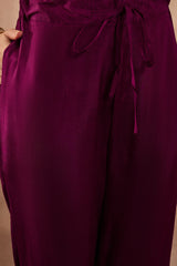 Purple Silk Blend Floral Embroidered Straight Kurta Trousers With Dupatta PKSKD3074