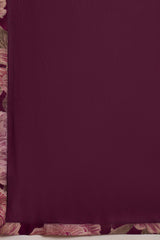 Purple Silk Blend Floral Embroidered Straight Kurta Trousers With Dupatta PKSKD3074