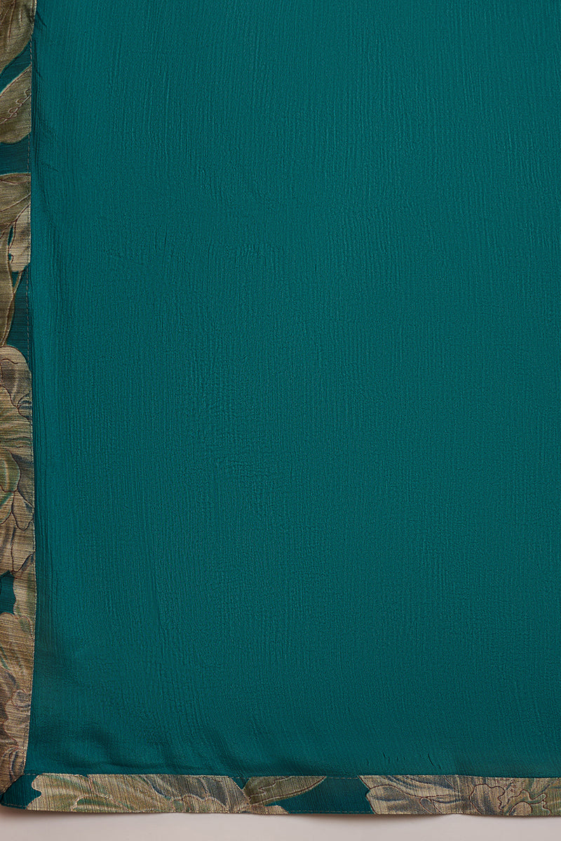 Blue Silk Blend Floral Embroidered Straight Kurta Trousers With Dupatta PKSKD3075