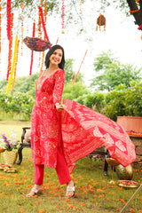 Red Viscose Rayon Floral Embroidered Straight Kurta Trousers With Dupatta PKSKD3078