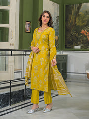 Women Pink Viscose Ikat Printed Straight Kurta Trousers With Dupatta-PKSKD3174