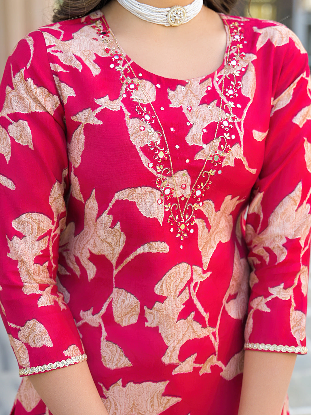 Women Red Viscose Rayon Embroidered Straight Kurta Trousers With Dupatta