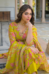 Yellow Viscose Rayon Embroidered Straight Kurta Trousers With Dupatta PKSKD3184