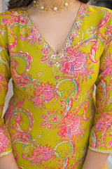 Yellow Viscose Rayon Embroidered Straight Kurta Trousers With Dupatta PKSKD3184