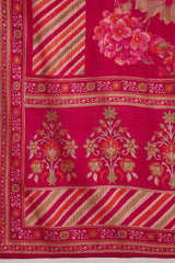 Pink Polyester Floral Printed Straight Kurta Trousers With Dupatta PKSKD3205