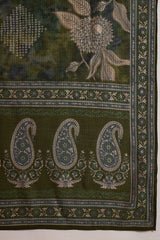 Green Polyester Floral Printed Straight Kurta Trousers With Dupatta PKSKD3206