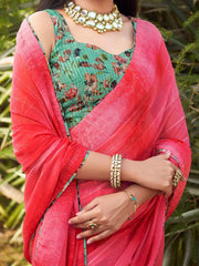 Women's Dola Maroon Printed Designer Saree With Blouse Piece-DOLA148A