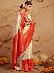 Off White Zari Women Saree