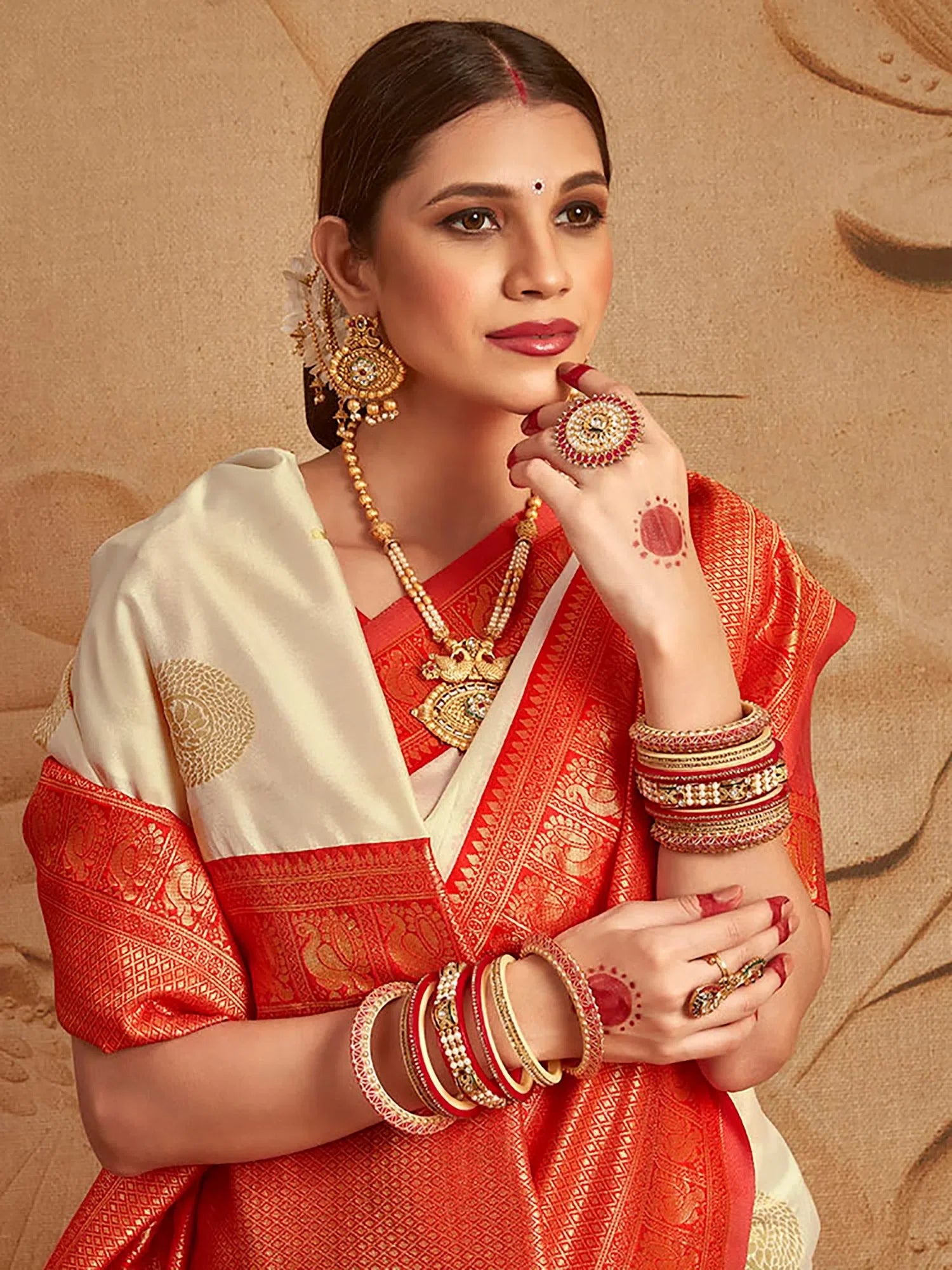 Off White Silk Saree | Indian Wedding Sarees & Zari Work