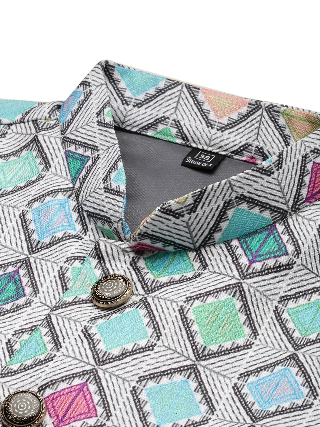 Multi Printed Nehru Jacket - Mens Kurta Pajama Set | Showoff