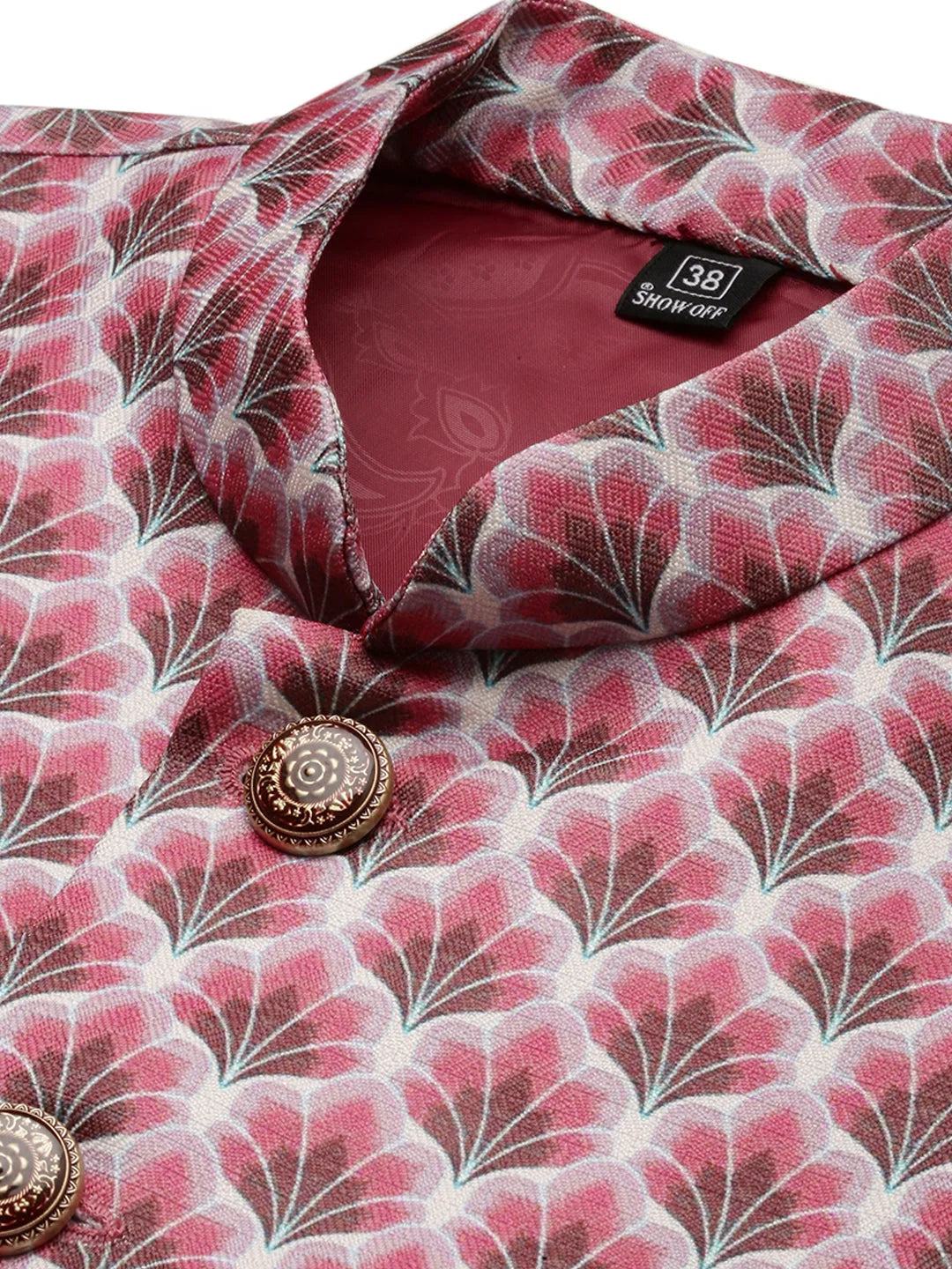 Magenta Printed Nehru Jacket - Mens Kurta Pajama | Showoff