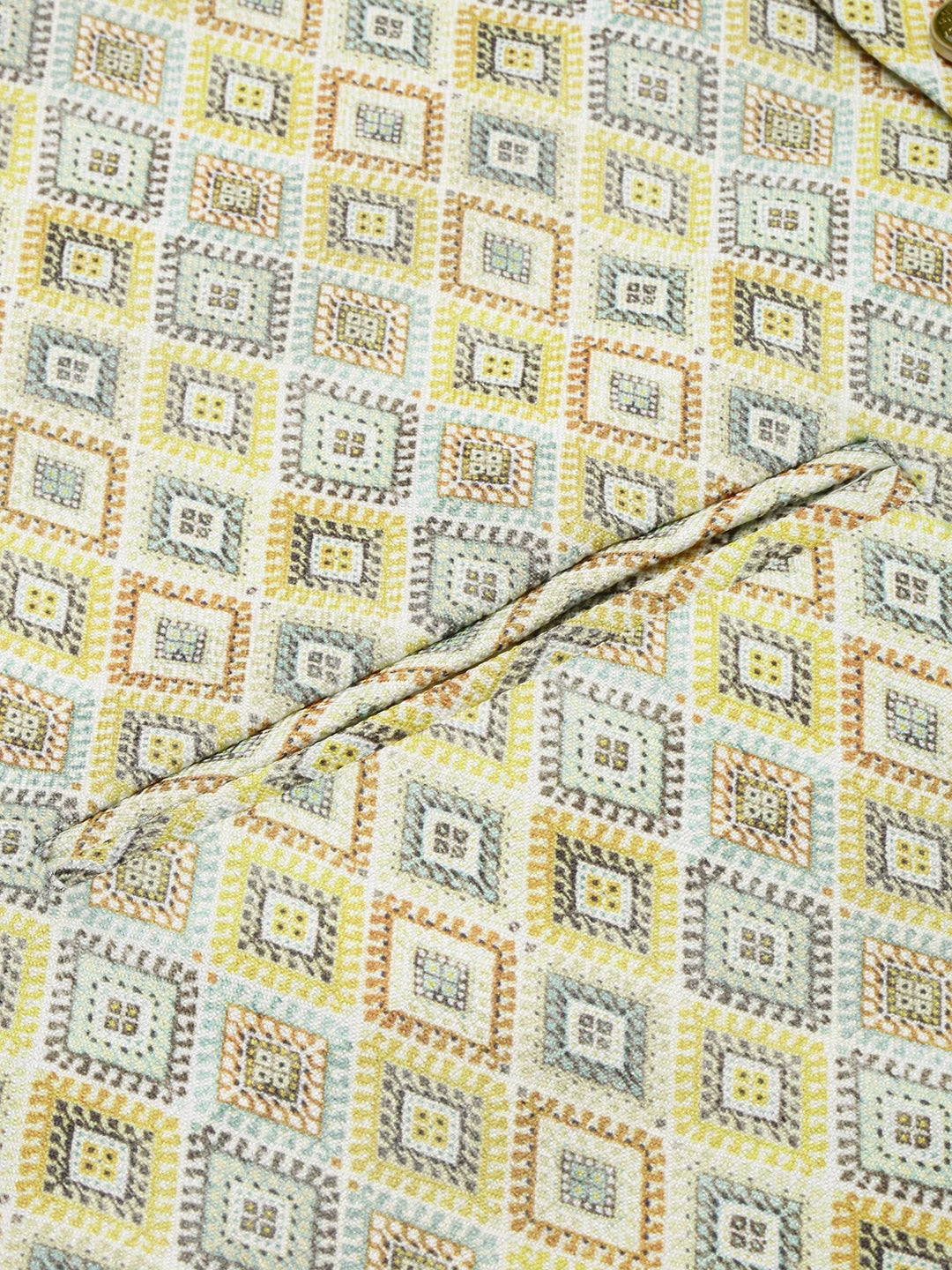 Lime Green Printed Nehru Jacket | Mens Kurta Pajama Sets