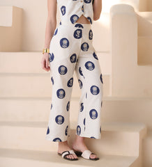 Stylum Women's Blue Botanical Printed Cotton Blend Trousers (PTBLUEIGNISH)