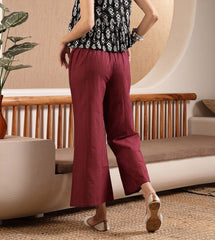 Stylum Women's Maroon Woven Design Cotton Blend Trousers (PTMAROONHUMMER)