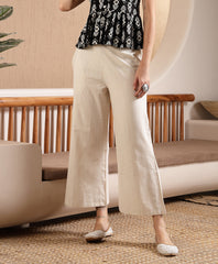 Stylum Women's Off White Woven Design Cotton Blend Trousers (PTOFFWHITEHUMMER)