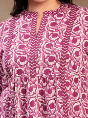 Stylum Women's Plus Size Purple Floral Printed Cotton Top (PURPLETOPVENUSPLUS)