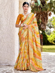 Women's Blend Navy Blue Woven Design Celebrity Saree With Blouse Piece-VSPC7506