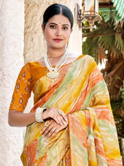 Women's Blend Navy Blue Woven Design Celebrity Saree With Blouse Piece-VSPC7506
