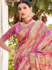 Women's Viscose Green Woven Design Designer Saree With Blouse Piece-SAWARI102
