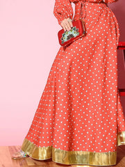 Women Printed Flared Maxi Skirt-AHSKCRDP-15028