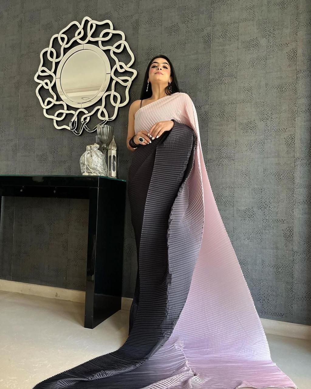 Georgette Saree for Women - Peach | MLWSHSA9169PCH