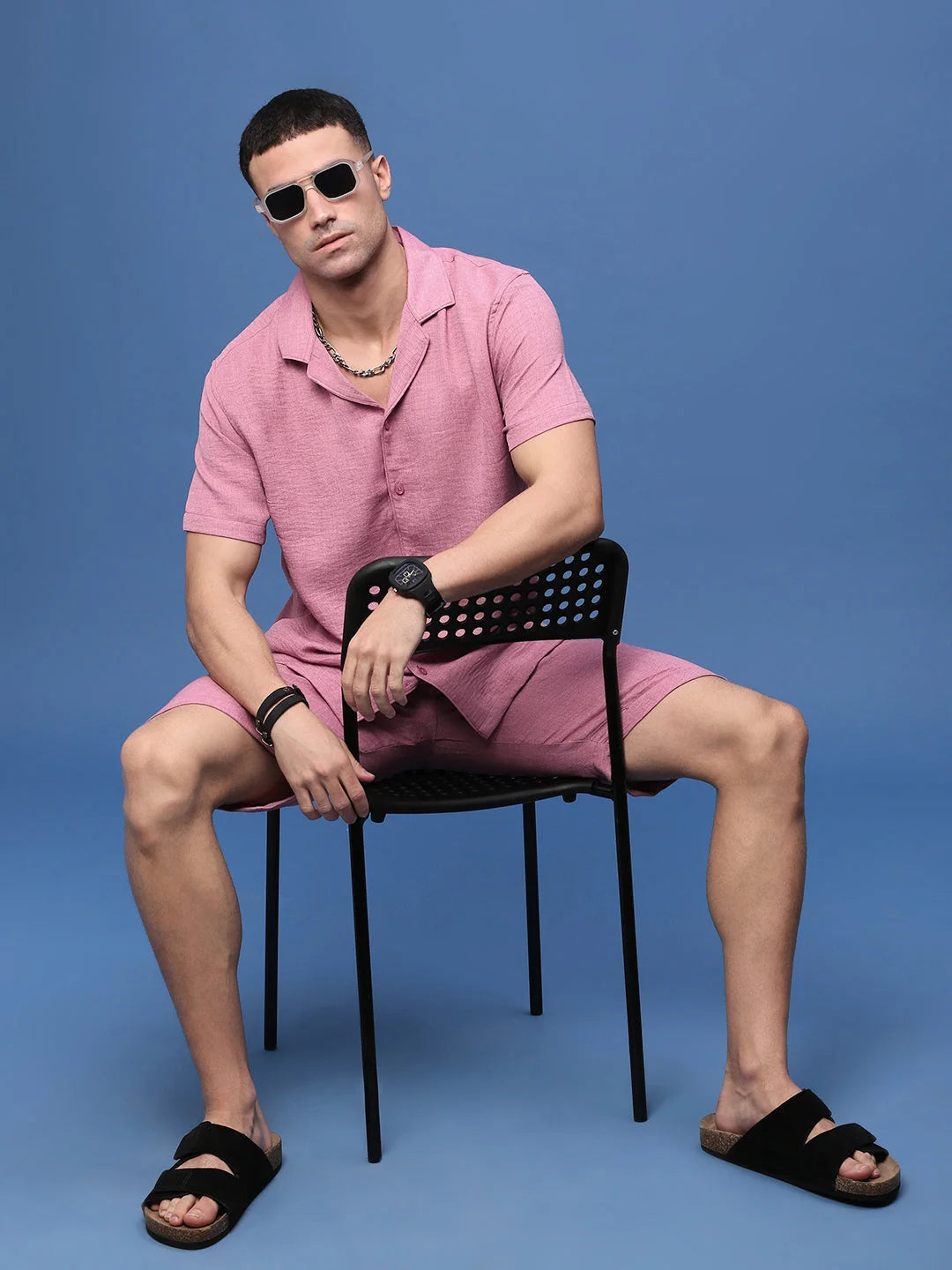 Peach Mens Co Ords Set | Cuban Collar | Two Piece Sets