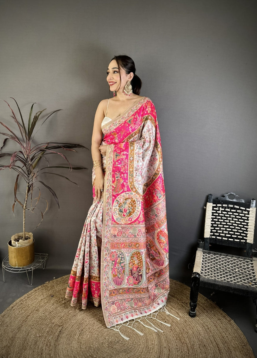 Wool Saree for Women - Pink | MLWSHSA9130PNK