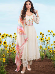 Cotton Blend Kurta Set for Women - Off White | MLWSHKS8917OFW