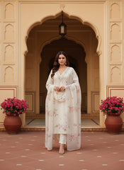 Cotton Blend Kurta Set for Women - White | MLWSHKS9289WHT