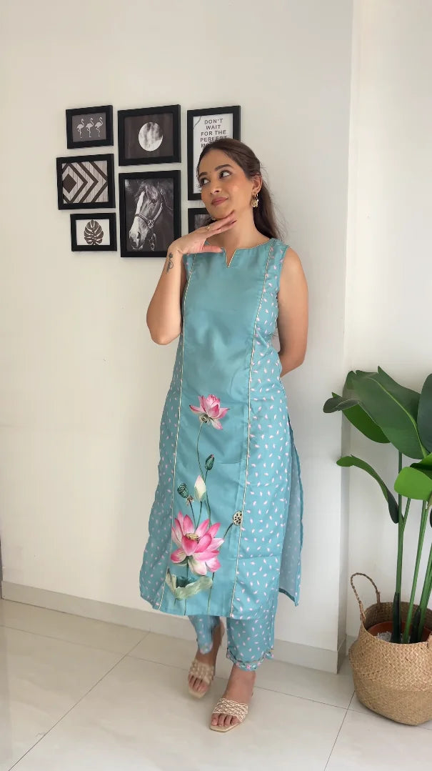 Floral Printed Kurta Set for Women | Cotton Kurta Sets