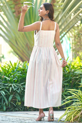 Pink Cotton Resort Wear Tie-up Dress-CL-SW-3090