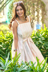 Pink Cotton Resort Wear Tie-up Dress-CL-SW-3090