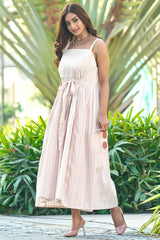 Pink Cotton Resort Wear Tie-up Dress-CL-SW-3090