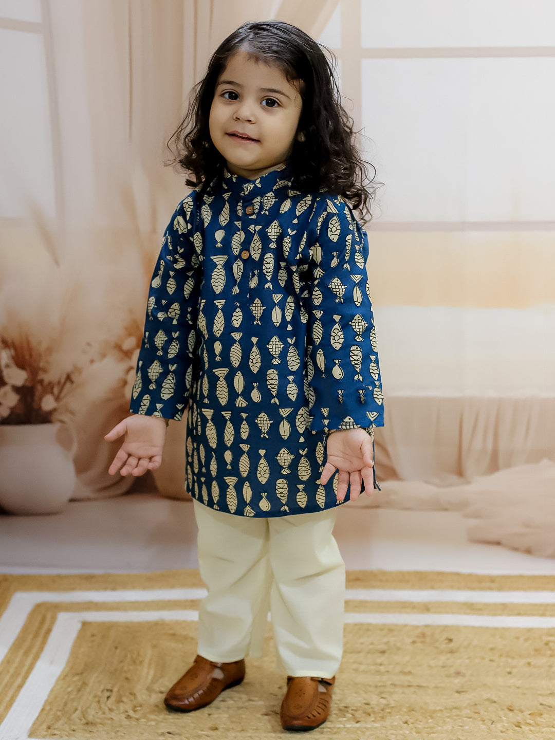 Kurta Pajama Set for Boys - Indigo | BR24KP68INA | DesiQlo