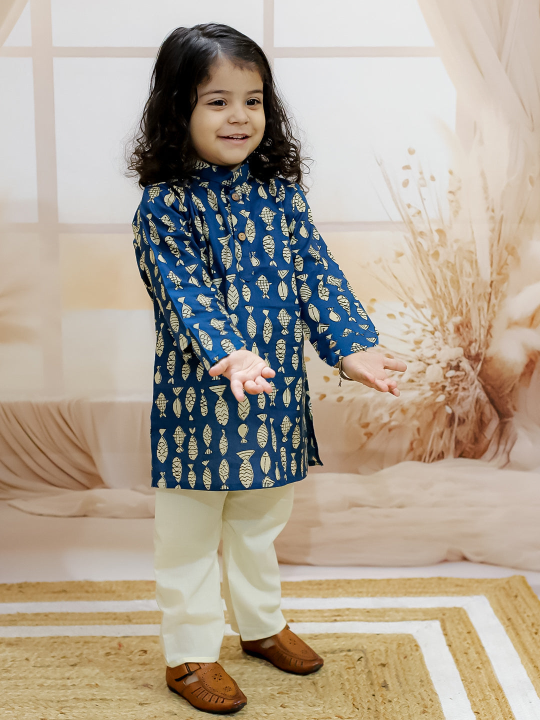Kurta Pajama Set for Boys - Indigo | BR24KP68INA | DesiQlo
