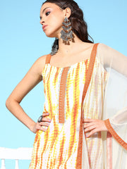 Women's Orange Printed Sharara Set With Dupatta-AHKUDUSH-COMBO-486-FF