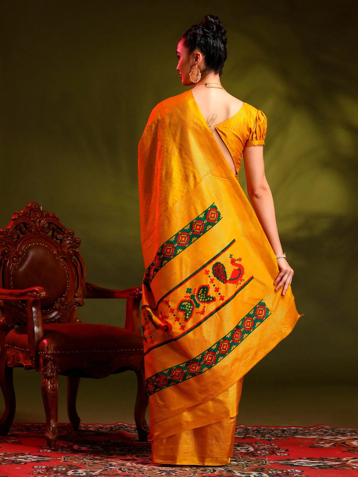 Women's Dola  Yellow Printed Designer Saree With Blouse Piece-RAJWADI02D