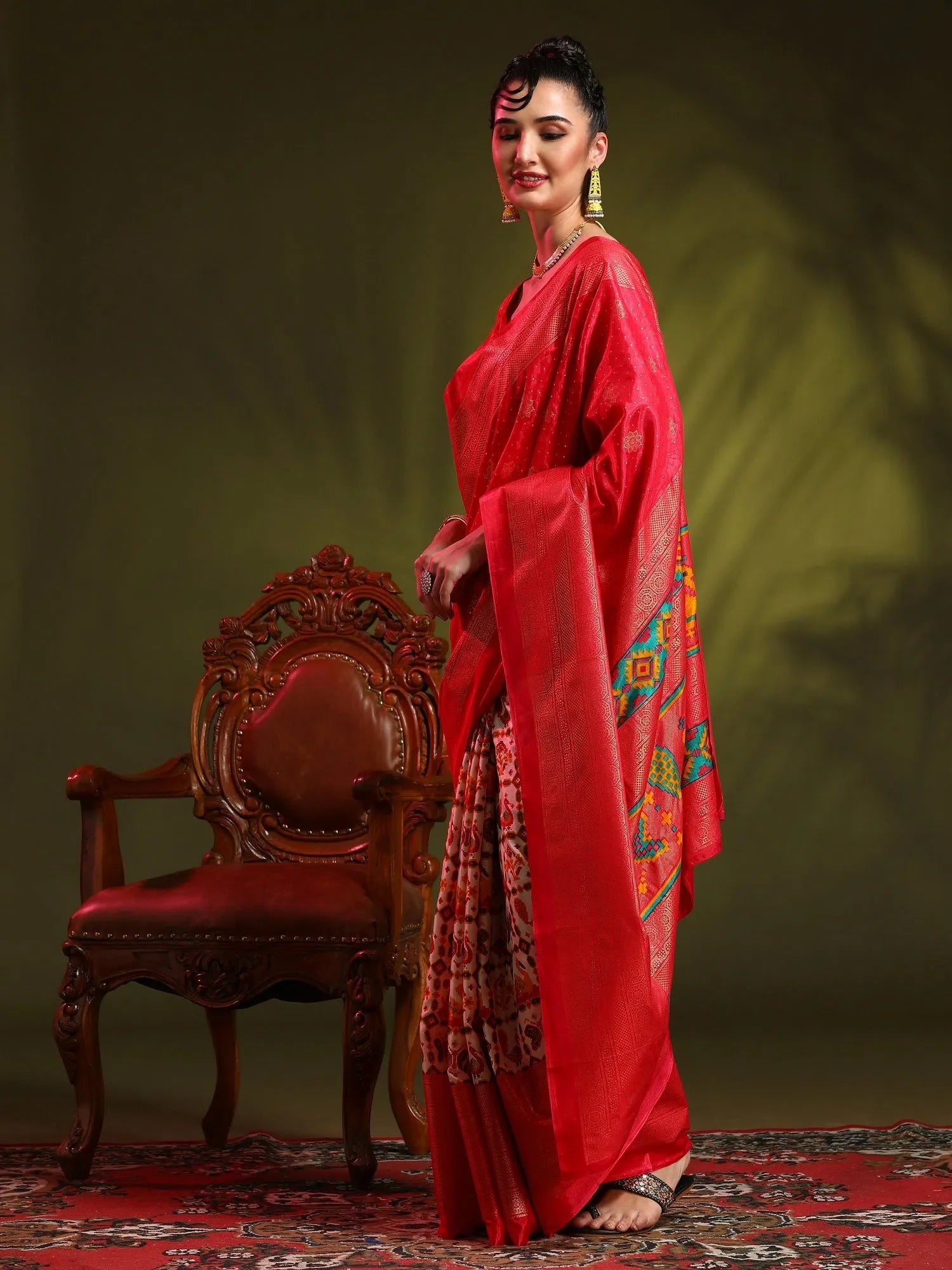 Dola Pink Printed Designer Saree | Designer Sarees India