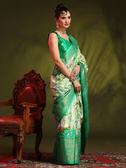 Women's Dola Navy Blue Printed Designer Saree With Blouse Piece-RAJWADI09H